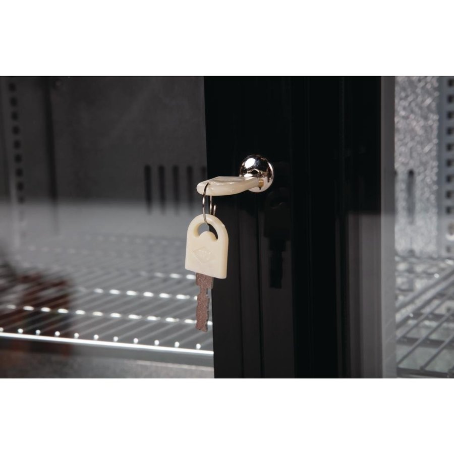 Bar réfrigéré à 2 portes avec portes coulissantes | Noir | 208L | 90(h)x90x52 cm