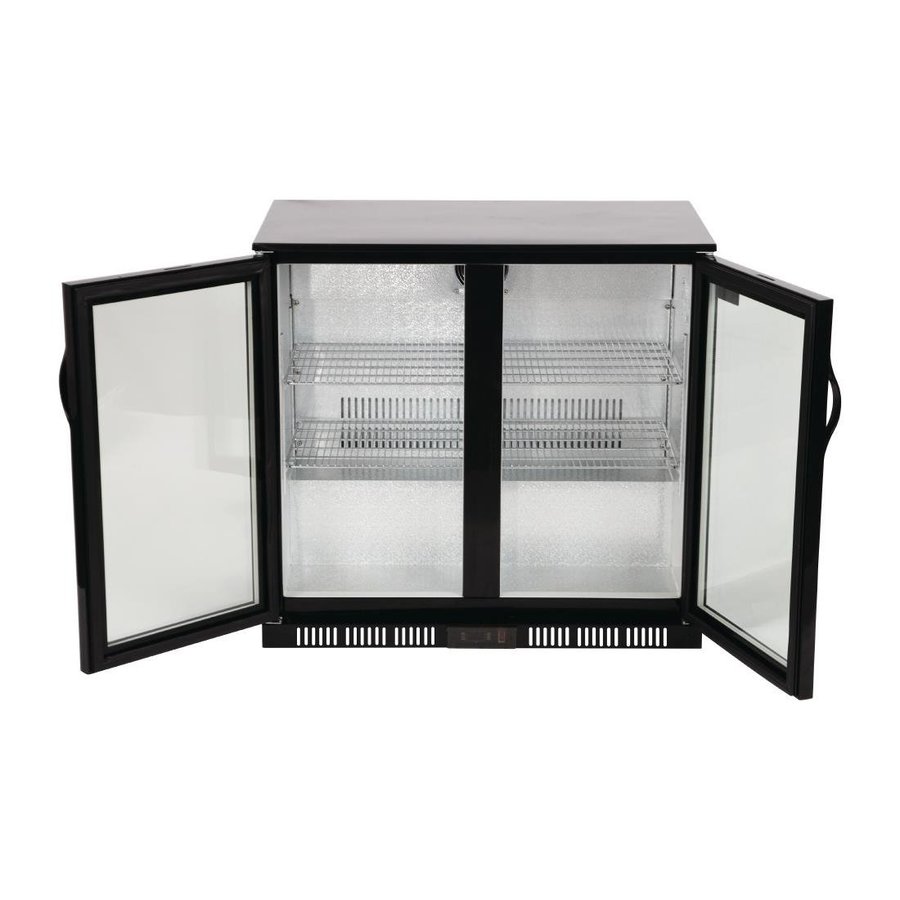 Bar réfrigéré à 2 portes avec portes battantes | noir | 198L | 85(h)x90x52 cm