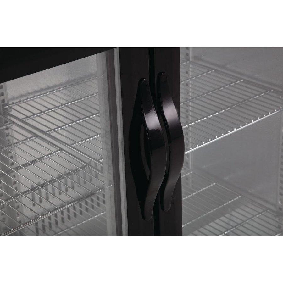 Bar réfrigéré à 3 portes avec portes battantes | Noir | 330L | 90(h) x 135(l) x 52(p)cm