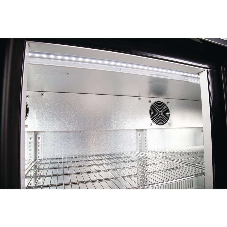 Bar réfrigéré à 3 portes avec portes battantes | Noir | 330L | 90(h) x 135(l) x 52(p)cm