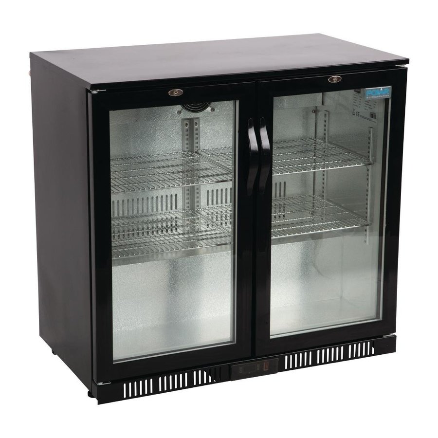 Bar réfrigéré à 2 portes avec portes battantes | noir | 198L | 85(h)x90x52 cm