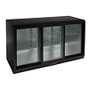 HorecaTraders Bar cooling low model | three sliding doors | 320L | 85(h)x135x52cm