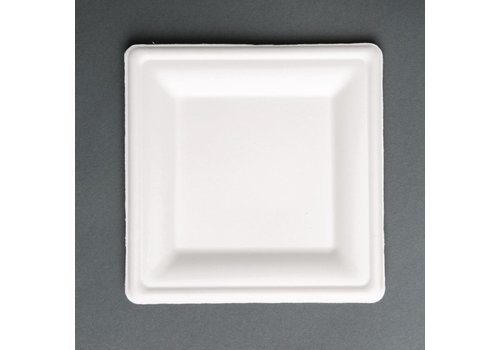  HorecaTraders Assiettes en bagasse compostables | Carré | 50 pièces 