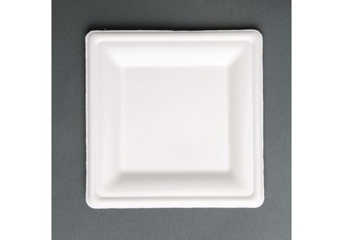  HorecaTraders Compostable bagasse plates | Square | 50 pieces 