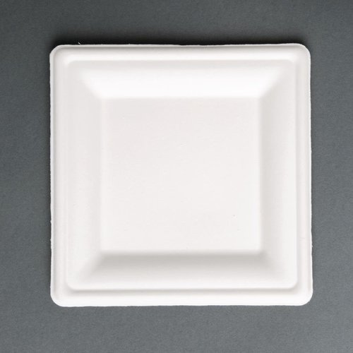  HorecaTraders Kompostierbare Bagasse-Teller | Quadrat | 50 Stück 