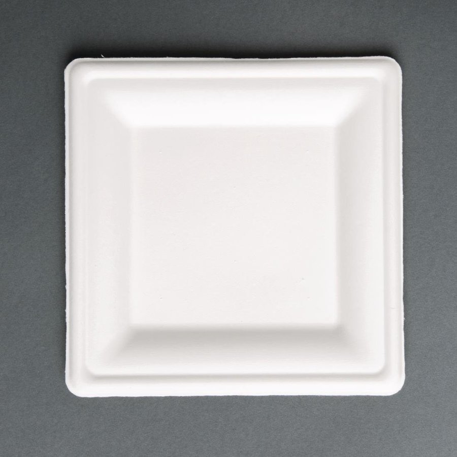 Assiettes en bagasse compostables | Carré | 50 pièces