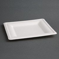 Assiettes en bagasse compostables | Carré | 50 pièces