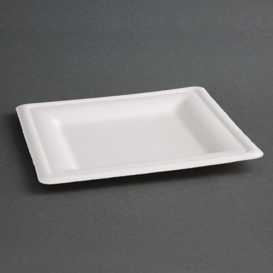 Assiettes en bagasse compostables | Carré | 50 pièces