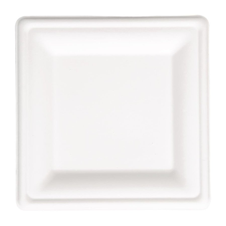Assiettes en bagasse compostables | Carré | 50 pièces