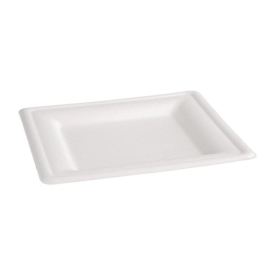 Assiettes en bagasse compostables | Carré | 50 pièces