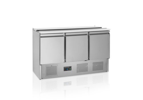  HorecaTraders Saladette counter GN 1/1 | stainless steel | 2 to 10 °C | fan cooling | 136.5x70x88(h) cm 