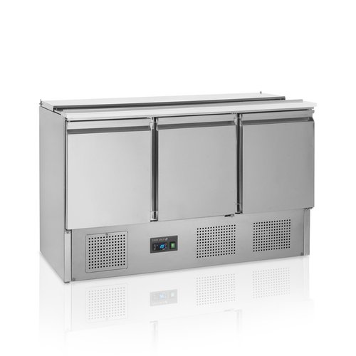  HorecaTraders Saladette counter GN 1/1 | stainless steel | 2 to 10 °C | fan cooling | 136.5x70x88(h) cm 