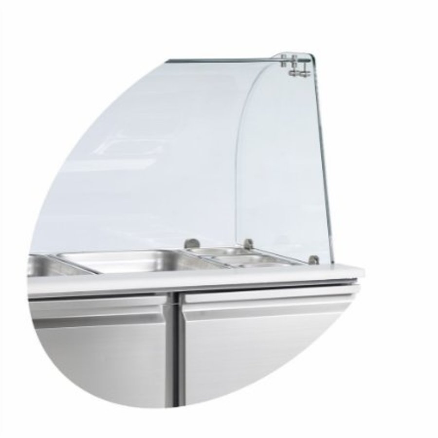 Comptoir à saladettes GN 1/1 | acier inoxydable | 2 à 10 °C | refroidissement par ventilateur | 136,5x70x88(h) cm