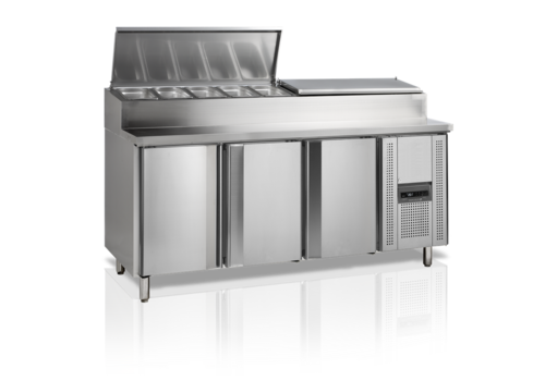  HorecaTraders Comptoir de préparation de sandwichs GN1/1 | acier inoxydable | 2 à 10 °C | 179,5x71,5x108(h) cm 