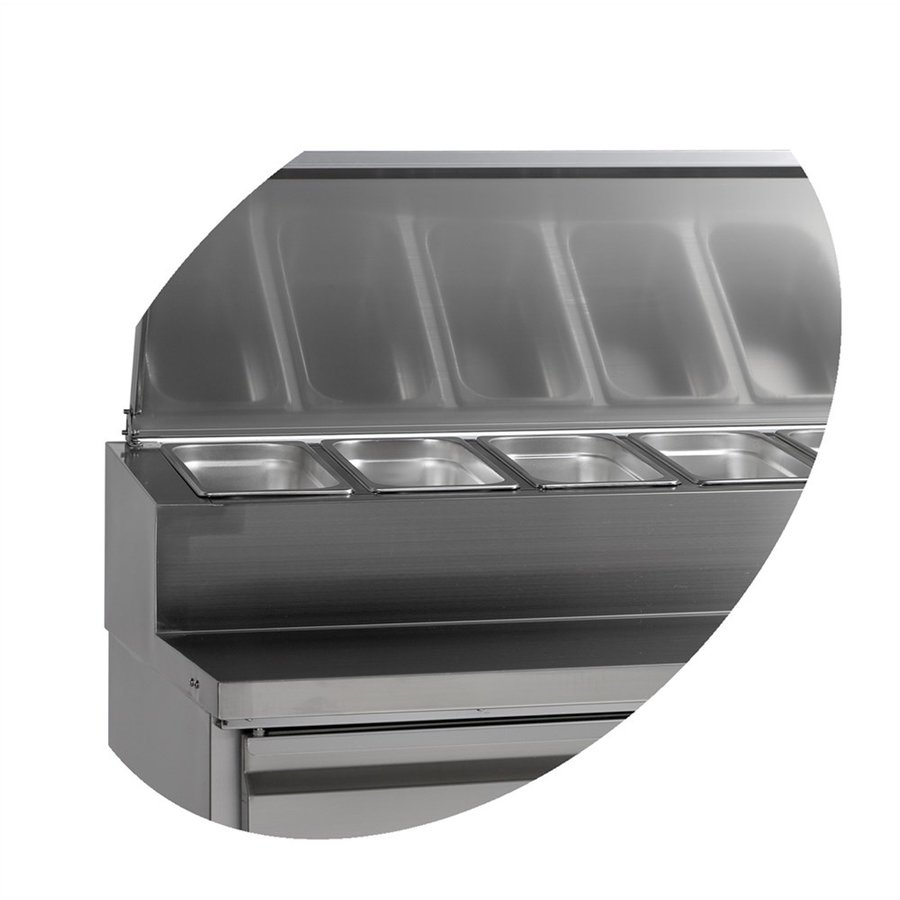 Comptoir de préparation de sandwichs GN1/1 | acier inoxydable | 2 à 10 °C | 179,5x71,5x108(h) cm