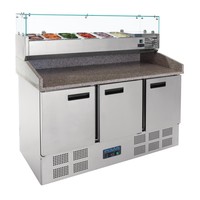 Comptoir de préparation de pizzas/sandwichs réfrigéré | 368L | 144,5(h)x140x70cm