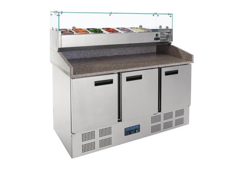  Polar Comptoir de préparation de pizzas/sandwichs réfrigéré | 368L | 144,5(h)x140x70cm 