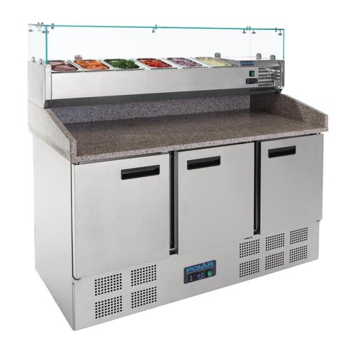  Polar Gekühlte Pizza-/Sandwich-Zubereitungstheke | 368L | 144,5 (h) x 140 x 70 cm 