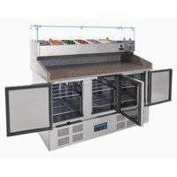 Comptoir de préparation de pizzas/sandwichs réfrigéré | 368L | 144,5(h)x140x70cm