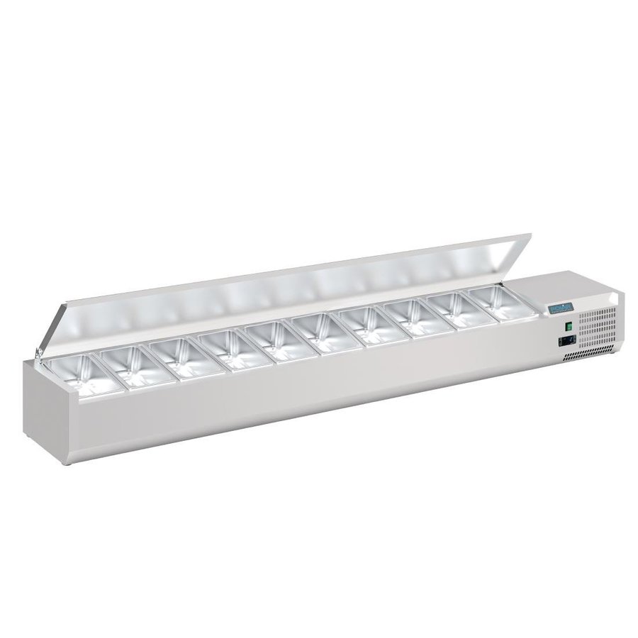 Set-up refrigerated display case with lid | 10x GN 1/4