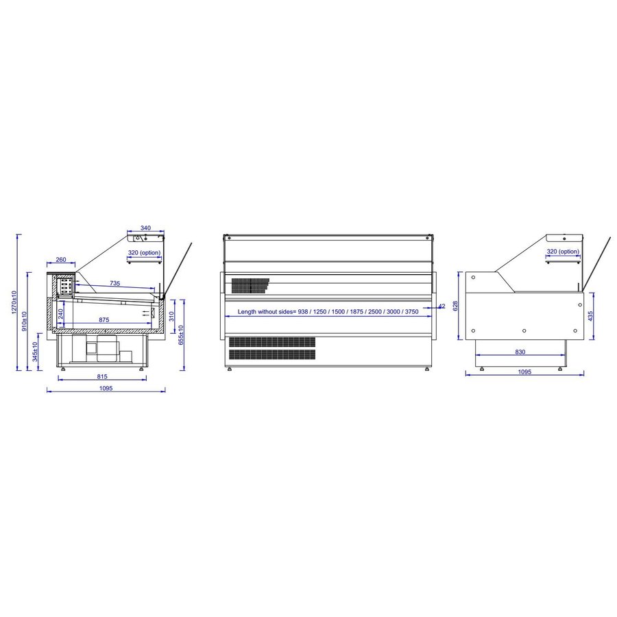 Refrigerated display case Black | Morris 2.5 | 249x106x(h)131 cm