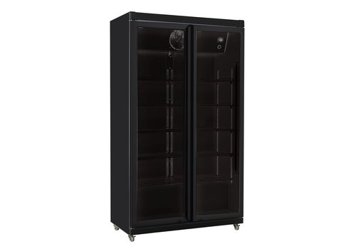  HorecaTraders fridge 2 glass doors | black | +1/+10 | LED lighting | 197(h)x59.5x112 cm 