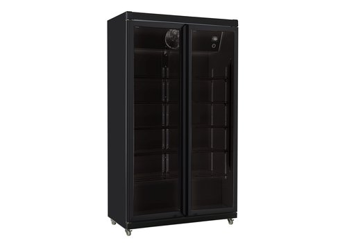  HorecaTraders réfrigérateur 2 portes vitrées | noir | +1/+10 | Éclairage LED | 197(h)x59,5x112 cm 