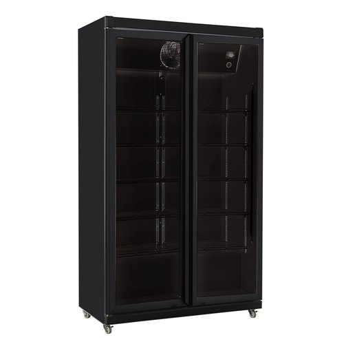  HorecaTraders fridge 2 glass doors | black | +1/+10 | LED lighting | 197(h)x59.5x112 cm 