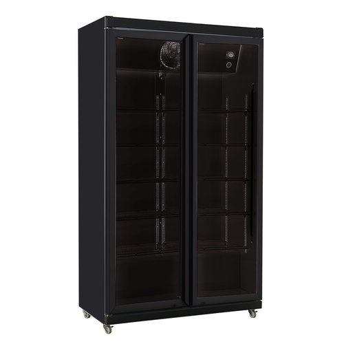  HorecaTraders Kühlschrank 2 Glastüren | schwarz | +1/+10 | LED-Beleuchtung | 197(h)x59.5x112 cm 