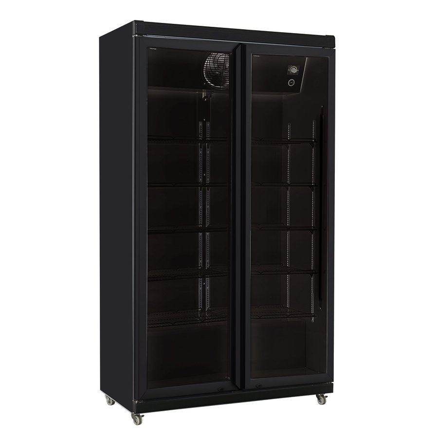 réfrigérateur 2 portes vitrées | noir | +1/+10 | Éclairage LED | 197(h)x59,5x112 cm