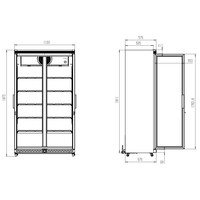 réfrigérateur 2 portes vitrées | noir | +1/+10 | Éclairage LED | 197(h)x59,5x112 cm