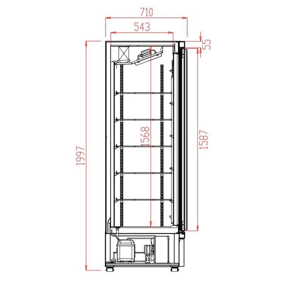 freezer 2 glass doors | black | -18/-22°C | 200(h)x71x125 cm