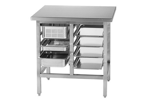  HorecaTraders Work table with GN Substructure | 90(h)x90x70cm | stainless steel 