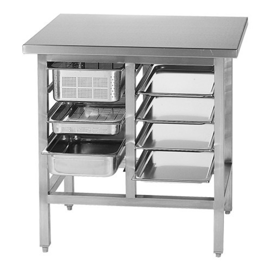 Werktafel met GN Onderbouw | 90(h)x90x70cm | RVS