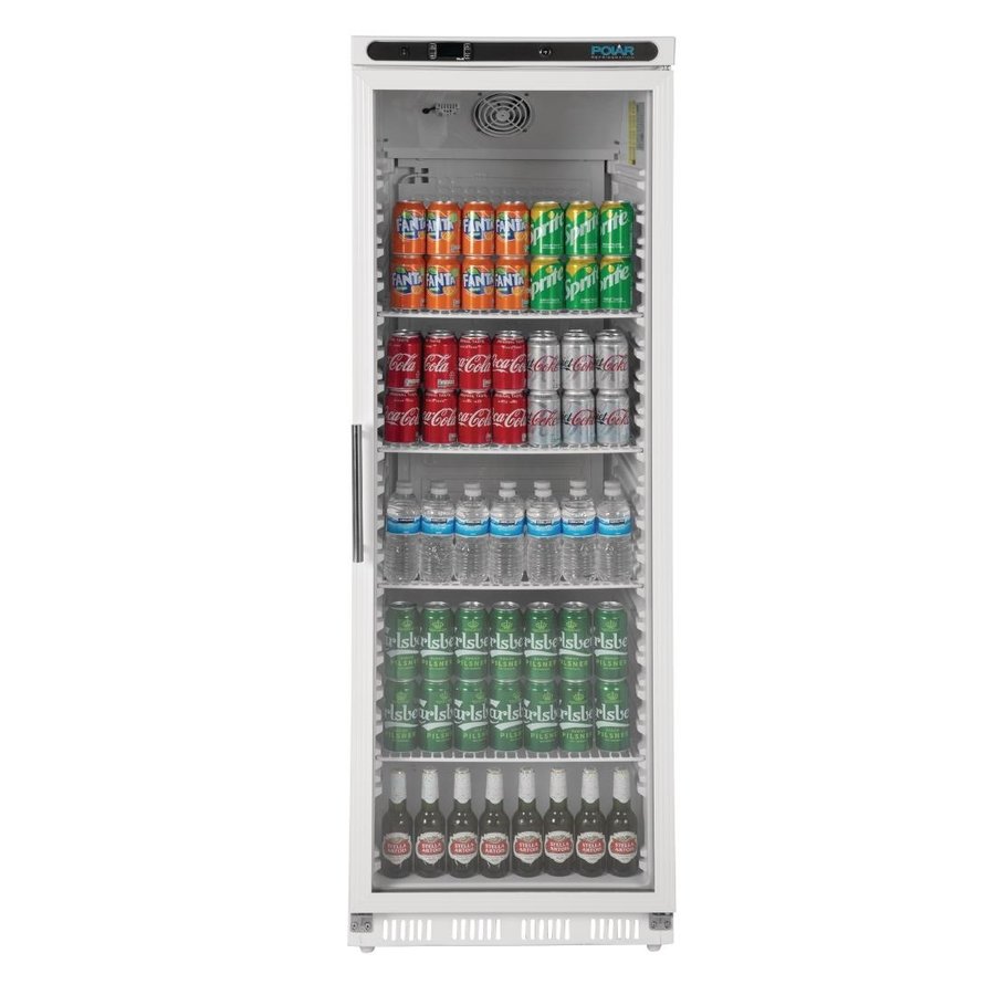Staande koelkast met glazen deur | 400 liter 185(h) x 60(b) x 60(d)cm | Wit | A