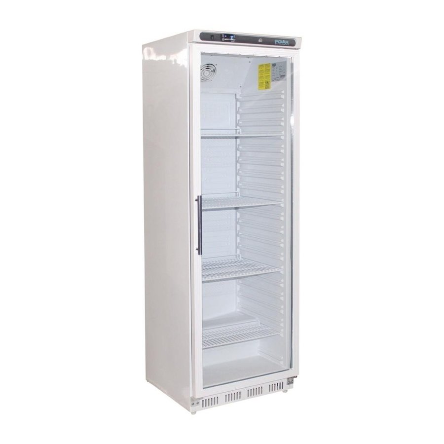 White Bottle fridge with glass door 400 liters 185(h) x 60(w) x 60(d)cm