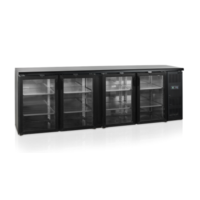 Back bar cooler | black | swing doors | 2542 x 513 x 860mm