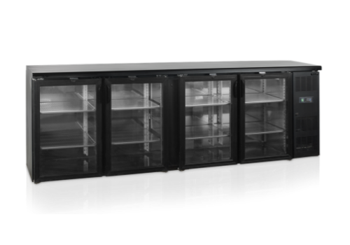 HorecaTraders Back bar cooler | black | swing doors | 2542 x 513 x 860mm 