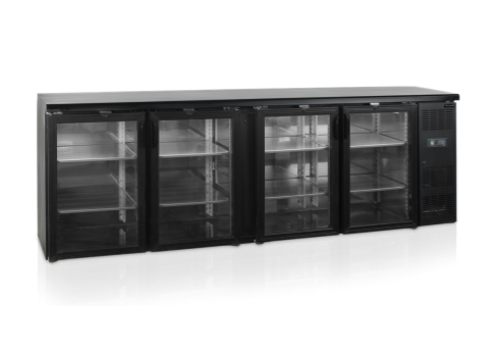  HorecaTraders Backbar-Kühler | schwarz | Schwingtüren | 2542 x 513 x 860 mm 