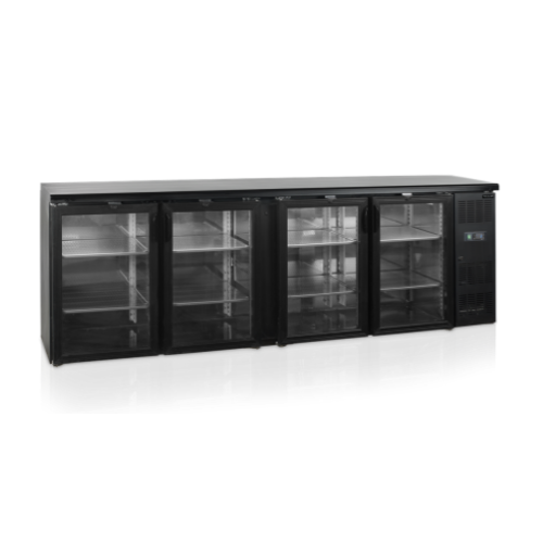  HorecaTraders Back bar cooler | black | swing doors | 2542 x 513 x 860mm 