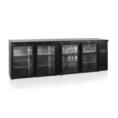  HorecaTraders Backbar cooler | black | hinged doors | 2542 x 513 x 860 mm 