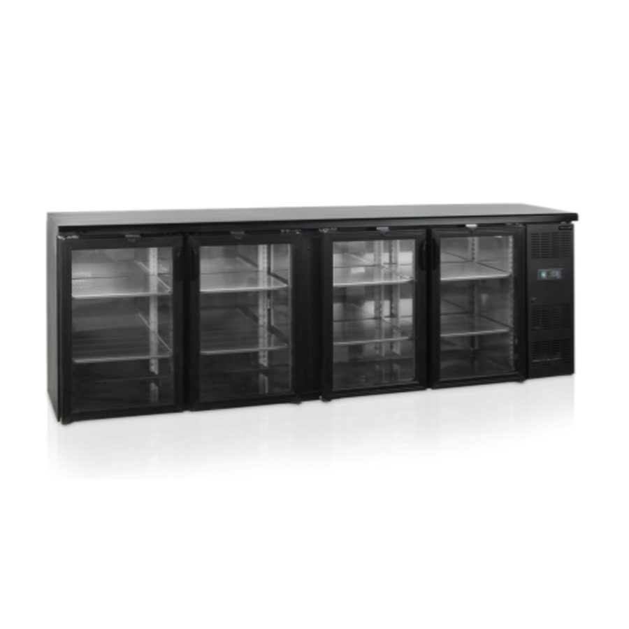 Back bar cooler | black | swing doors | 2542 x 513 x 860mm