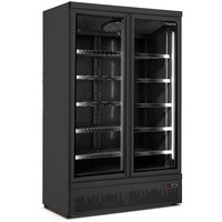 Gefrierschrank mit 2 Glastüren | Schwarz | LED