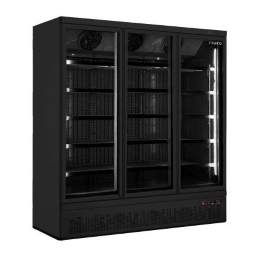 Réfrigérateur avec 3 portes vitrées | noir