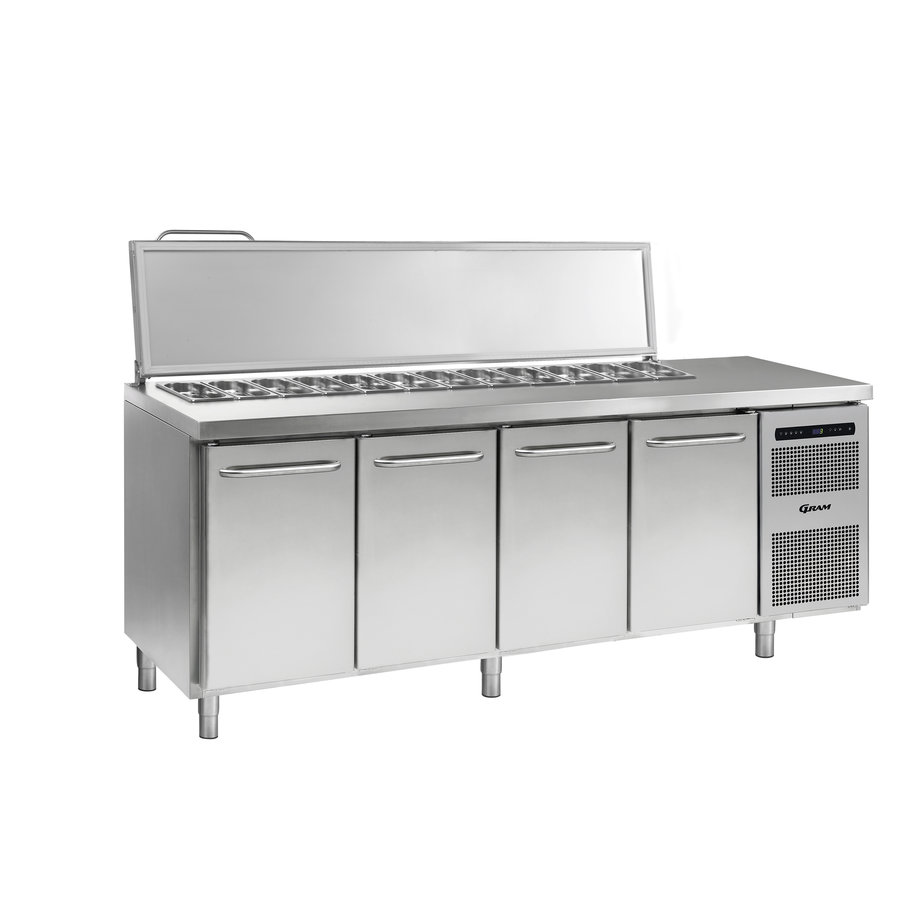 Refrigerated workbench | 668 liters | 4 doors | stainless steel