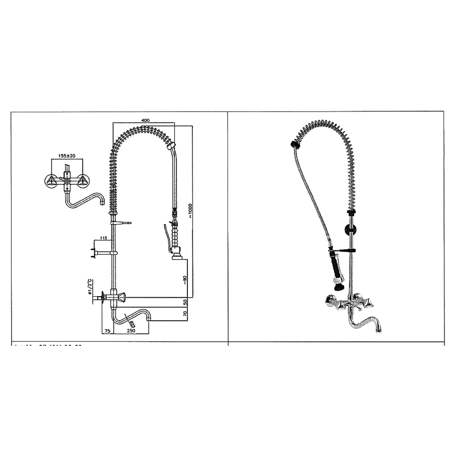 Wand-Spültischarmatur mit Mischbatterie