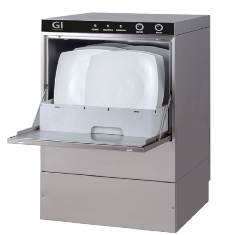 Lave-vaisselle électronique avec pompe de vidange, distributeur de savon et réservoir de rupture | 50x50cm | 400 V/6,6 kW