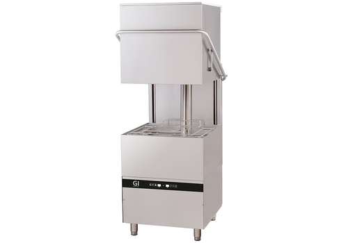  HorecaTraders Lave-vaisselle numérique à passage direct | Avec pompe de vidange et distributeur de savon | 50x50cm | 400 V/8,6 kW 