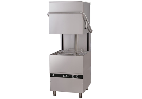  HorecaTraders Electronic pass-through dishwasher with soap dispenser | 50x50cm | 400V/8.6kW 