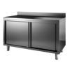 HorecaTraders Table de travail avec portes coulissantes | acier inoxydable | 85(H)x70 x140cm